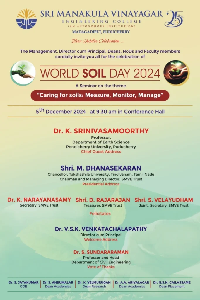 World Soil Day Sri Manakula Vinayagar Engineering College